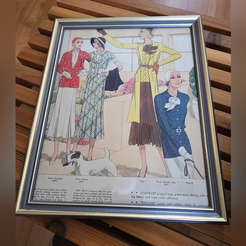Pictoral Review 1931/vintage Fashion Advertising/More Paris/Wooden Frame